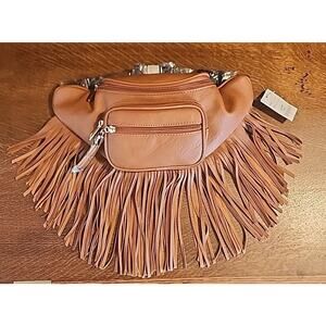 Nwt Tan Faux Leather Tassled Fanny Pack/ Crossbody Purse